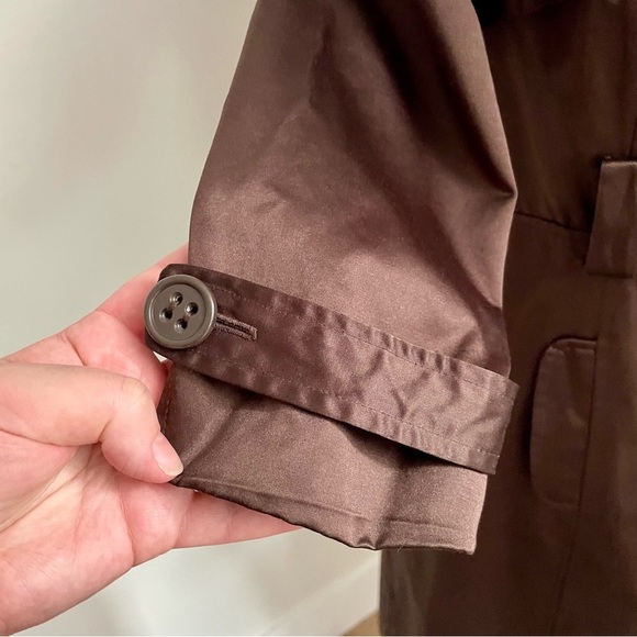 Bebe Vintage Y2K Brown Satin Trench Coat Double Breasted Size Extra Small - Picture 6 of 11